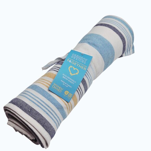 Deborah Connolly Ring Spun Turkish Cotton Loops Beach Towel Multi Striped 36x68 - Picture 10 of 10
